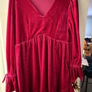 Velvet Pink Long Sleeve Dress